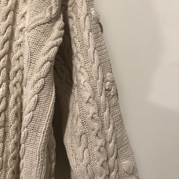 Vintage Norm Thompson Ivory Sweater Pullover Cable Knit Embroidered L - Picture 4 of 5